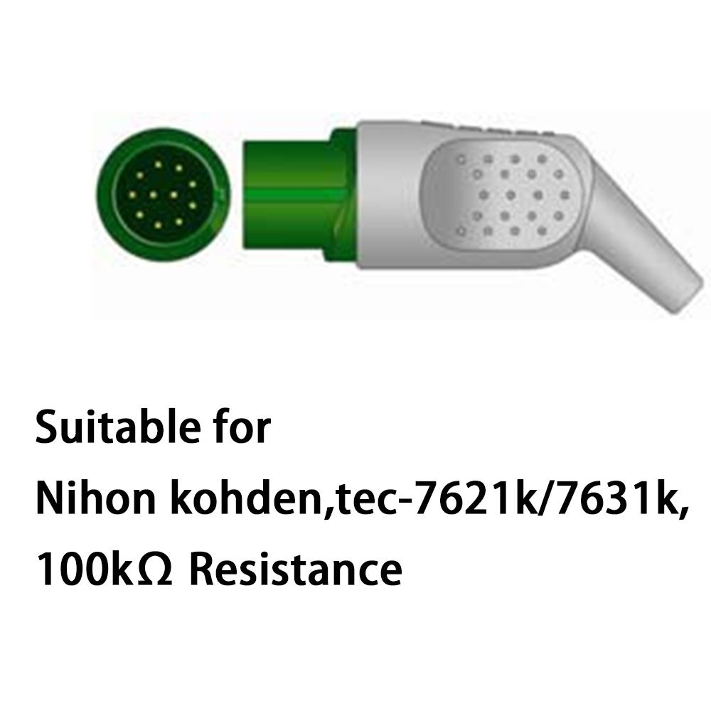 Совместим с монитором пациента Nihon kohden,tec-7621k/7631k, проводом 3/5 с зажимом/защелкой, для мониторинга данных ЭКГ, модулем датчика сердечного ритма