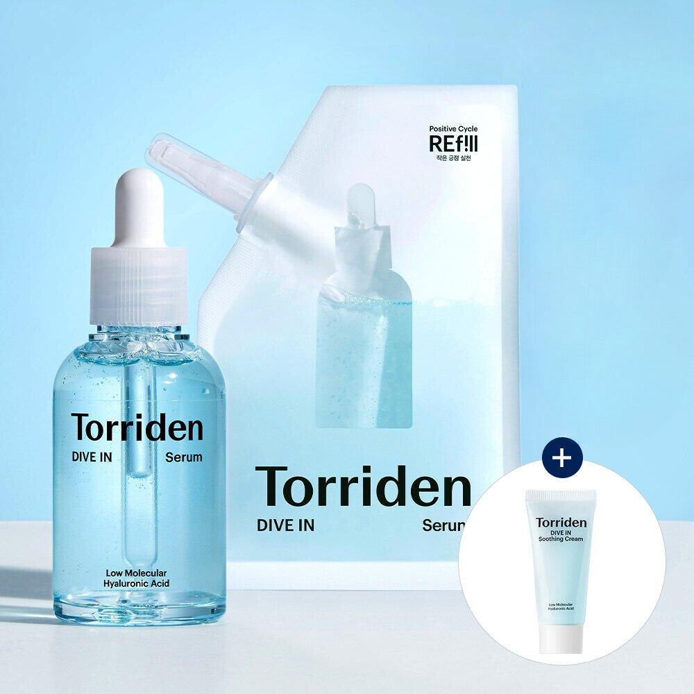TORRIDEN Набор для замены сыворотки Dive-In Serum 50 мл (+50 мл Набор для пополнения + Успокаивающий крем 20 мл)