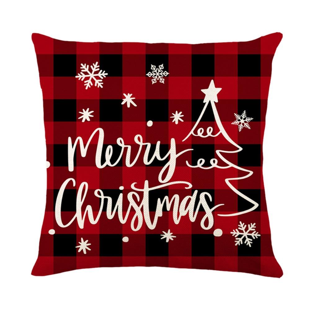 New 45×45cm Christmas Throw Pillow Cover Linen Removable Pillow Cover Soft Christmas Tree Pillowcase Home Decoration