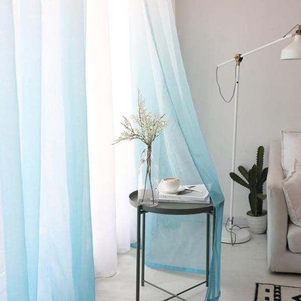 Современные градиентные цветные оконные тюлевые шторы для гостиной, спальни, занавески из органзы, вуали, украшения отеля, синие прозрачные шторы