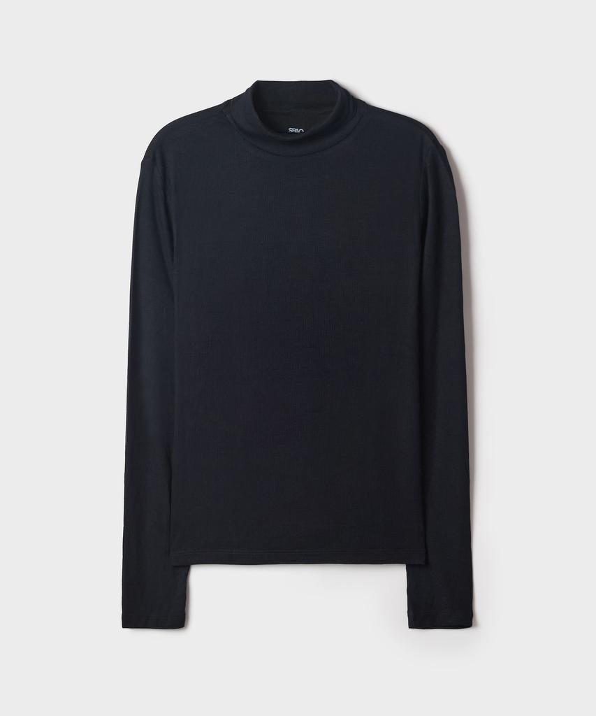 SPAO [Мягкая вискоза] Рубашка с длинным рукавом в рубчик с высоким воротником_Splwg4Tg01