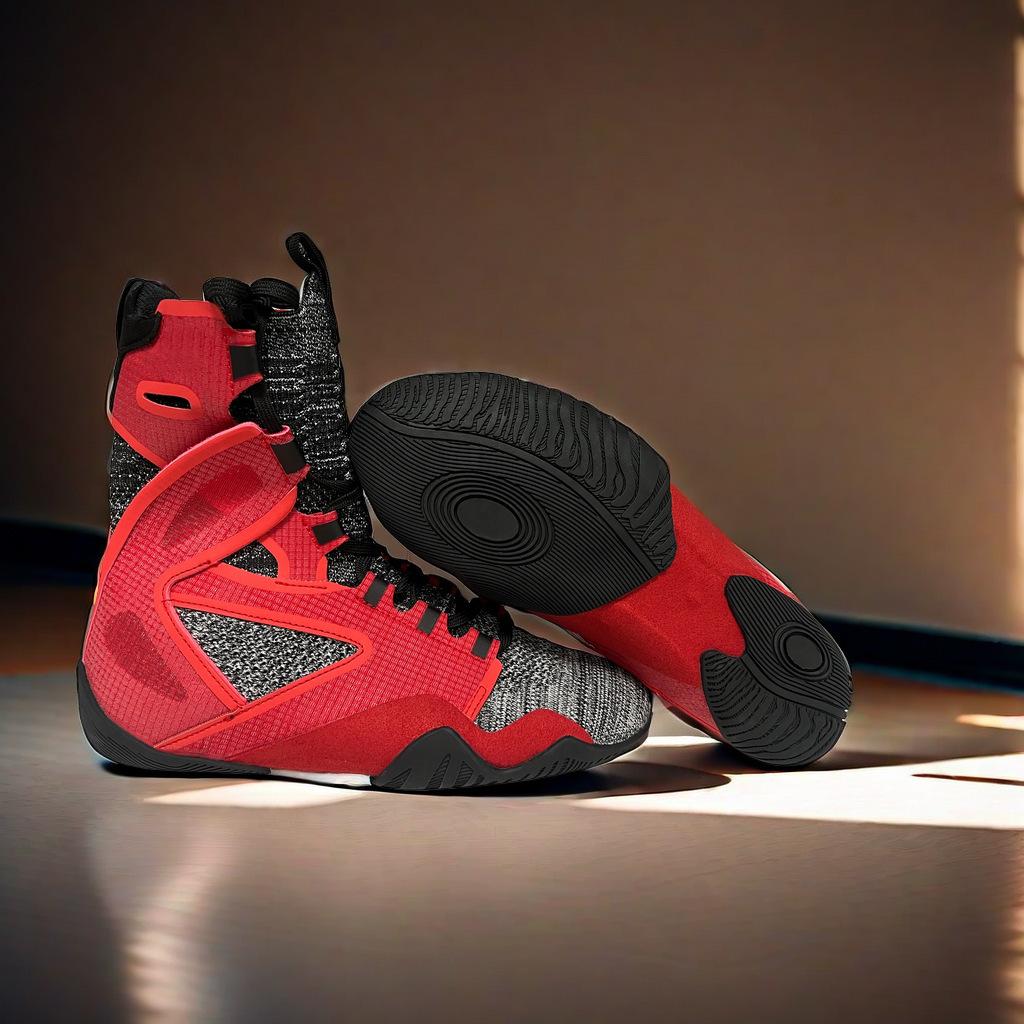 Бесплатные спарринговые борцовки для мужчин Эластичные высокие боксерки Обувь для боевых искусств Кроссовки, специально разработанные для тренировок в зале и фитнеса