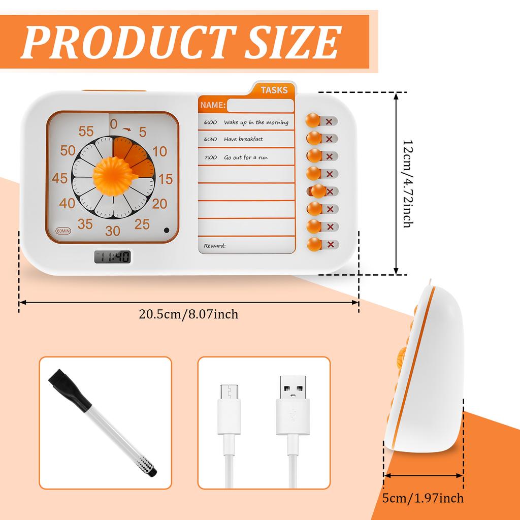 Visual Task Timer 60 Minute Visual Timer for Kids and Adults Planning Board Timer, Silent Countdown Timer for Home, School,Class
