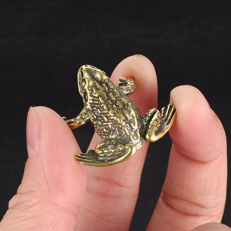 Solid Brass Lucky Rich Toads Frog Animal Statue Decor Tea Pet Bronze Ornaments Craft Collection NEW