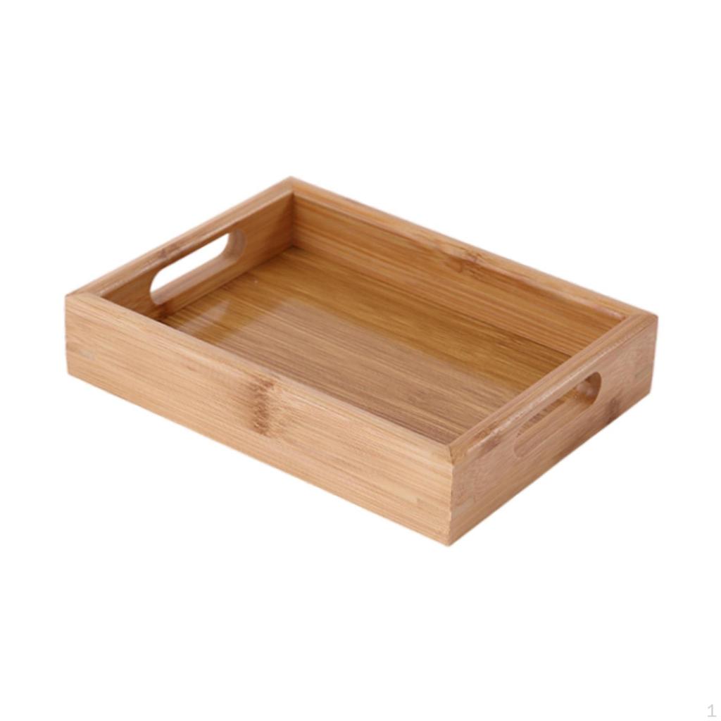 Bamboo Serving Tray Coffee Tea Platter Rectangle Buffet Platters for Bread Dessert Displays