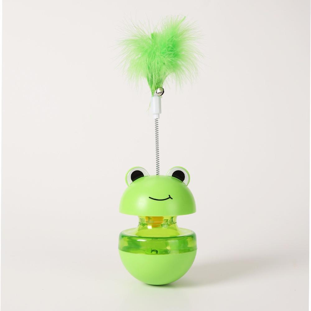 Лягушка Диспенсер лакомств для кошек Мяч 3 в 1 Игрушка-головоломка для еды Мультяшные игрушки-тизеры для еды с отверстиями Товары для питомцев