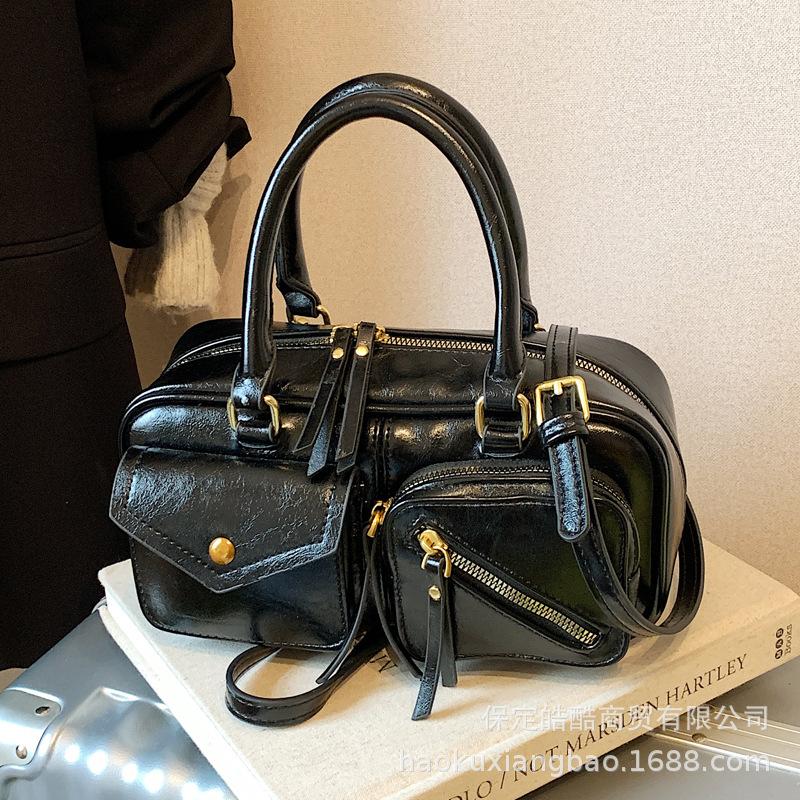 Винтажная маленькая сумка Maillard женская 2025 новая осенне-зимняя модная универсальная сумка-мессенджер для通勤, портативная сумка Boston