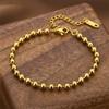 Элегантные браслеты-цепочки из нержавеющей стали с бусинами, круглые 4 мм, золотого/серебряного цвета, для женщин, ювелирные аксессуары