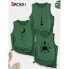 Leopard print, sunflower, and butterfly combination gift print pattern round neck3Pack of sleeveless vests for women in spring, summer, and autumn