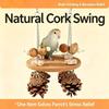 Natural Cork Pine Cone Parrot Swing Toy with Stainless Steel Hardware Hanging Wooden Perch Chew Stand Eases Anxiety for Budgie