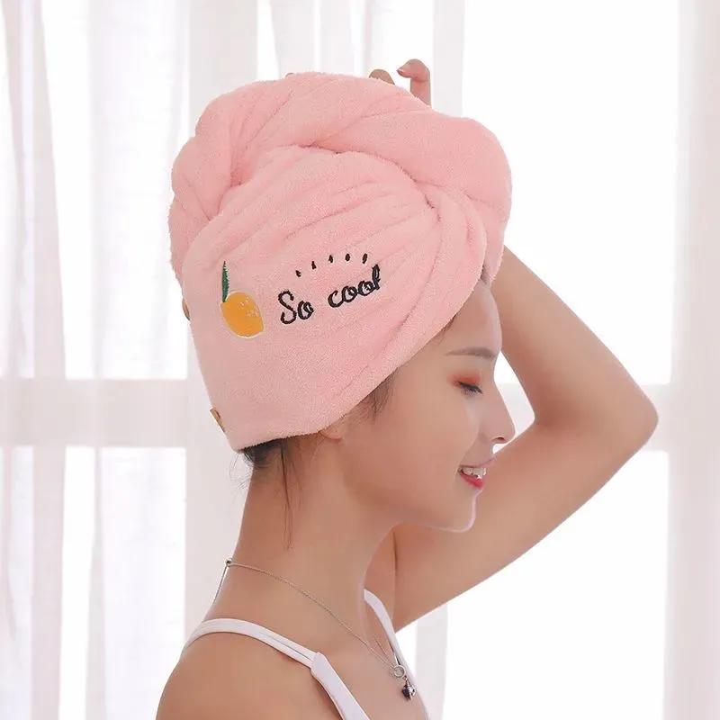 Microfiber Hair Drying Towel Shower Cap Bath Hats For Bathroom Women Dry Hair Cap Quick Drying Soft Towel For Lady Turban Head