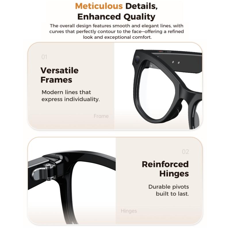 Умные очки M02 Ultra: 8-мегапиксельная камера, Чехол с функцией обратной зарядки, Распознавание объектов по WiFi, Перевод в реальном времени от ChatGPT, Голосовой помощник на базе ИИ