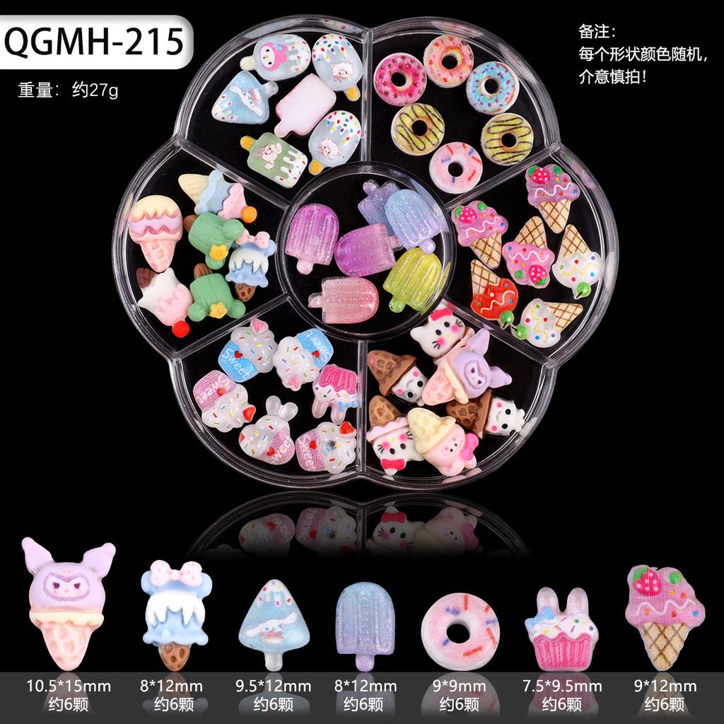 Nail Art Accessories Resin Simulation Biscuits Ice Cream Cute Cartoon Three-Dimensional Accessories Nail Mixed Bow