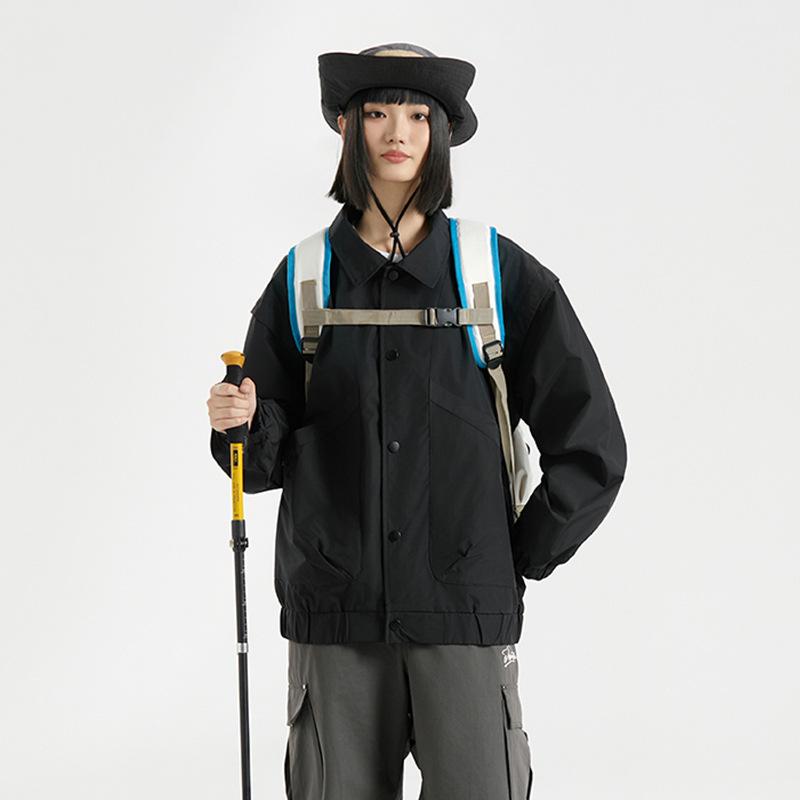 Spring and Autumn Jacket Lapel Baseball Jacket Men's and Women's Outdoor Casual