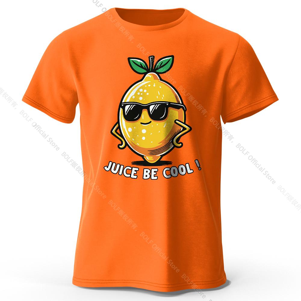 Men's Juice Be Cool Printed T-Shirt 100% Cotton Oversized Fruit Pun Graphic Tees for Women Summer Tops Chill Streetwear