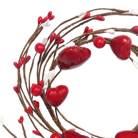 Кольцо для свечи в виде сердца с ягодами, искусственный венок из красных ягод, подсвечник, гирлянда, центральный элемент стола для фестивальной вечеринки на День святого Валентина, День матери