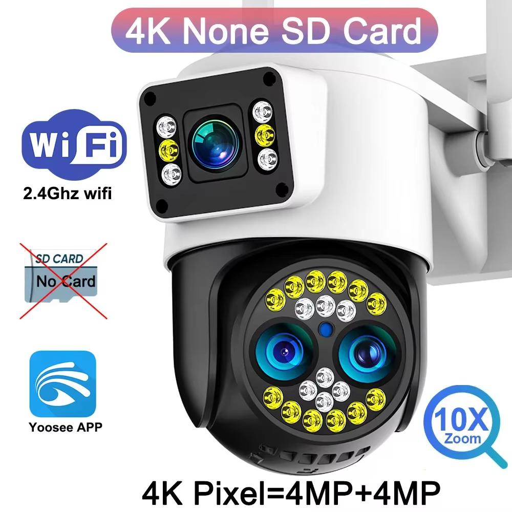 4K 8MP IP камера WiFi наружная водонепроницаемая 10x зум 4G беспроводная камера Yoosee тройной объектив двойной экран голосовой цветной ночное видение CCTV