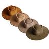 Vegan Suede Fedora Rancher Hats Blank Hats For Burning Multicolor Teardrop Shaped Top 9.5Cm Brim Unisex Jazz Hat Church Hat