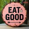 No Bad Vibes Retro Pink Round Metal Sign D Flat Printing Rustic Positive Quote Wall Decor for Bedroom Dorm Patio  Boho St