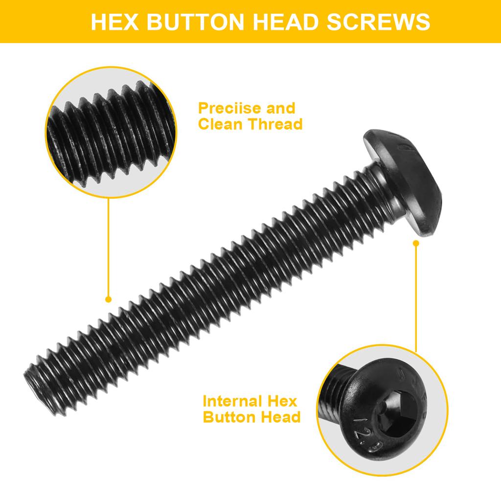 505 черные винты с полукруглой головкой и шестигранной головкой, комплект гаек и шайб