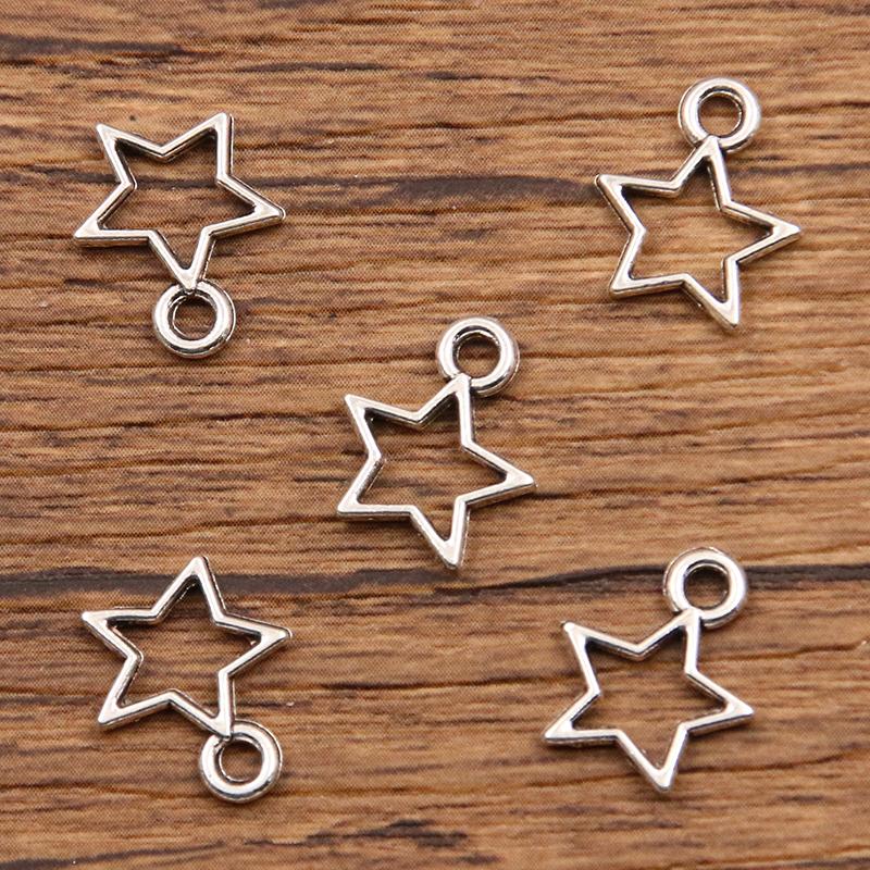 50PCS 4 Size Picture Color Hollow Big Small Star Charms Geometry Pendant Metal Alloy DIY Necklace Bracelet Earrings Marking