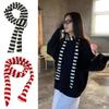 Striped Scarf Long Tie Scarf Women Cotton Scarves Thin And Narrow Scarf Harajuku Striped Knitted Scarves Girl's Neck Warmer New