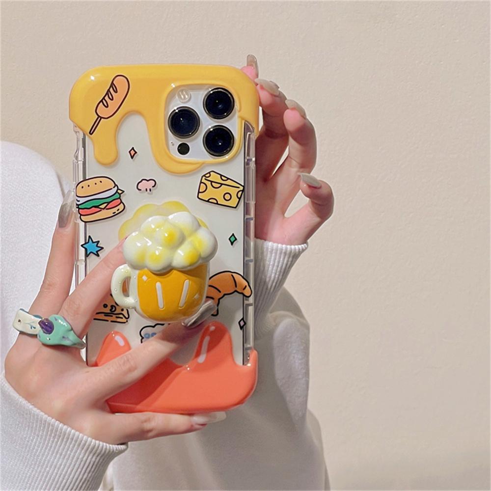Корейский летний мягкий чехол для телефона с гамбургером, сыром, пивом, мороженым, чехол для Iphone 14 12 11 13 Pro Xr X Xs Max, защитный чехол