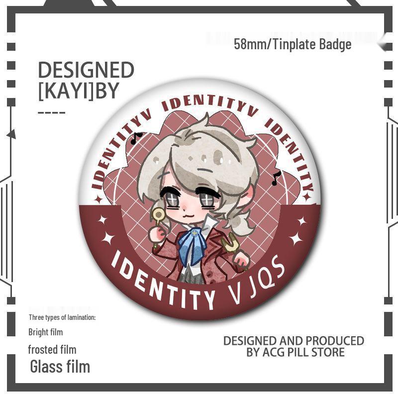 Identity V Q Version Fanmade Badges: Antique Dealer, Fisherman, Emblems, Embalmer, Prisoner, Perfumer, Laser Grains.