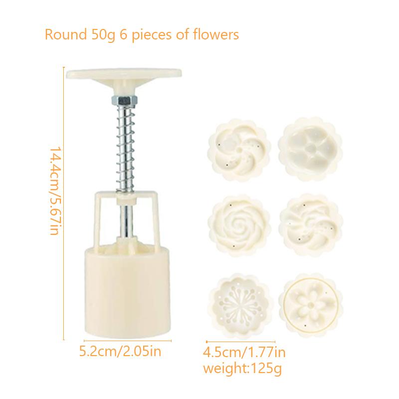7 шт./набор пластиковых формочек для лунного пряника, ручная форма для печенья в форме цветка, 50 г, инструмент для выпечки своими руками, прессованная форма для лунного пряника из помадки