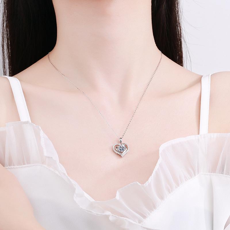 D цвет 1 карат муассанит подвеска из стерлингового серебра 925 пробы океан сердце ожерелье для женщин и девочек модный дизайн подарки на день рождения Высокие ювелирные изделия