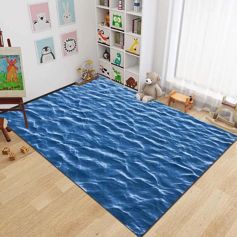 3D Sea Floor Rug Beach Waves Runner Carpet Kitchen Non-slip Living Room Carpet Marine Bath Mat Absorbent Mat Home Decoration
