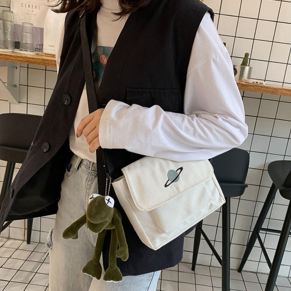 Мужская и женская холщовая сумка через плечо, Южная Корея, вышитая звезда, сумка почтальона