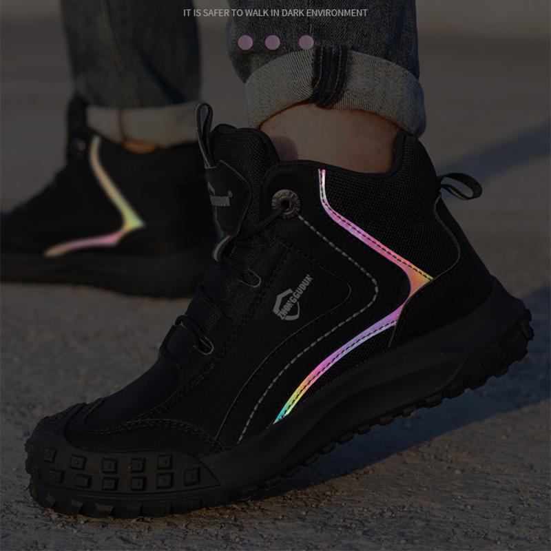 Рабочие защитные ботинки со стальным носком. Мужские защитные неразрушимые ботинки. Мужская рабочая обувь. Мужская и женская противоскользящая защитная обувь. Мужские защитные ботинки.