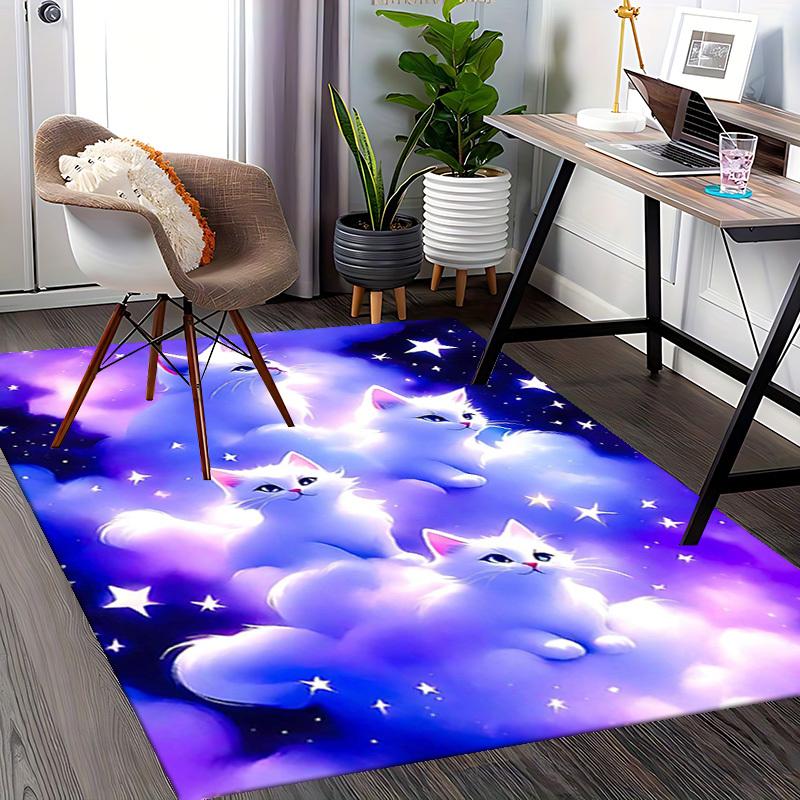 1pc Anime Cat Chair Mat - Cute Cartoon Design Office Rug, Non-Slip Carpet for Desk, Festive Gift, Universal for All Seasons, Home Decor, Living Room,