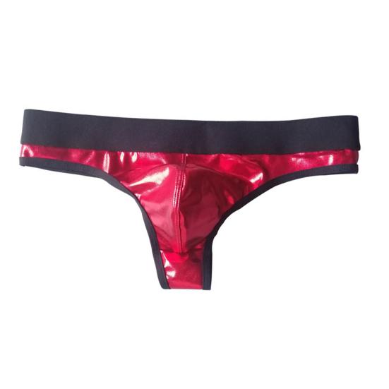 Мужские клубные трусы Эластичность Контрастный цвет Быстросохнущие Глянцевая поверхность Низкая посадка Клубная одежда Искусственная кожа Нижнее белье Мужские трусы-стринги для ночного клуба