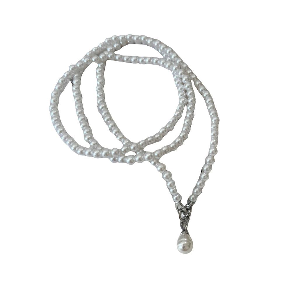 White Pearl Choker Multilayer Pearl Pendant Accessory Detchable Pearl Beaded Necklace Party