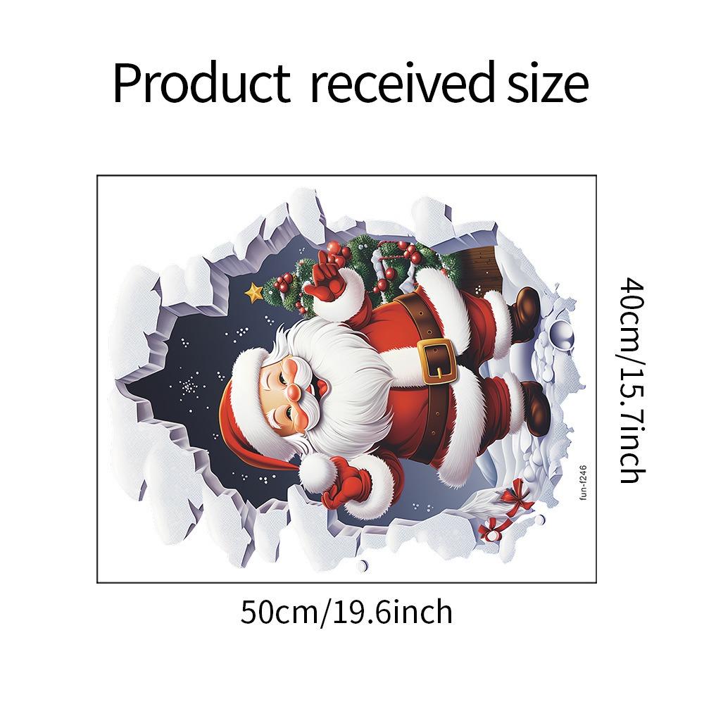 Christmas Wall Stickers Self Adhesive Santa Decals for Living Room Bedroom Porch Home PVC Waterproof Holiday