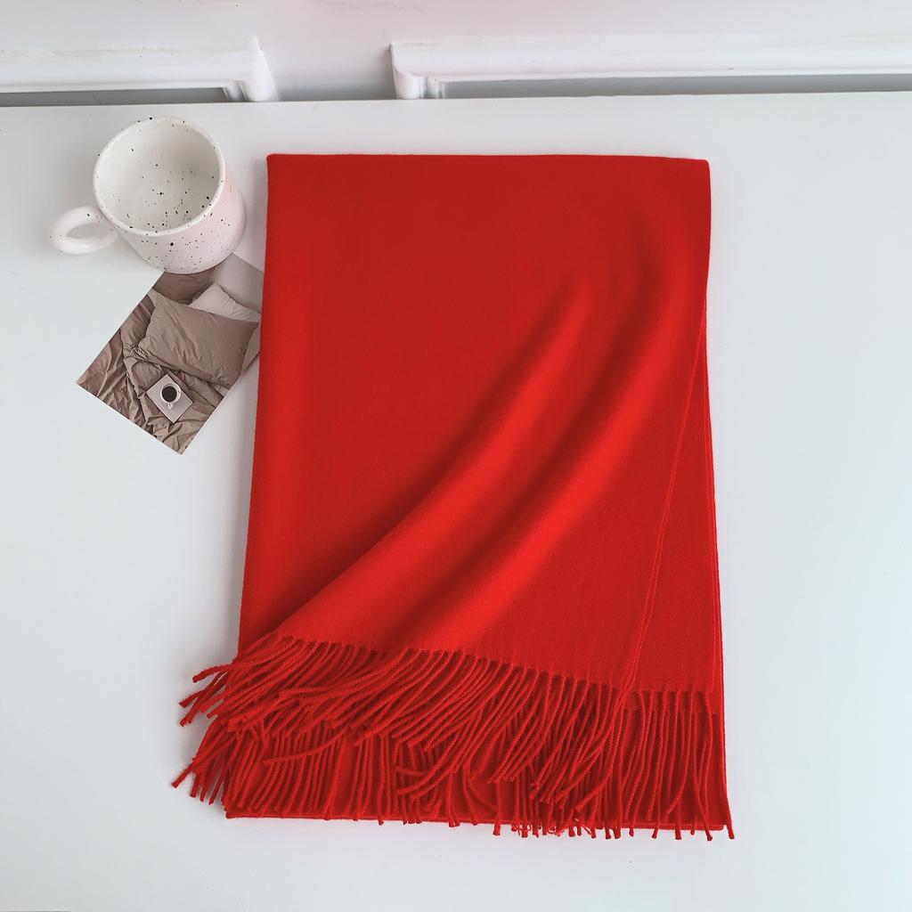2024 Winter New Scarf Women'S Versatile Imitation Cashmere Thickened Warm Premium Solid Color Large Size Shawl
