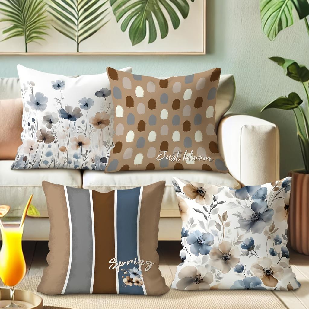 Элегантная наволочка с весенней тематикой: Изысканный цветочный и модный узор, Наволочка для диванной подушки, Украшение для спальни