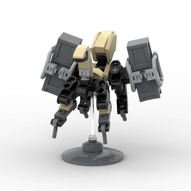 MOC Idea Small Mecha Exoskeleton Robot Set Ornaments Hand-made Assembled Building Block Toys Gift