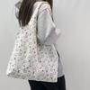 Весенне-летняя холщовая сумка-тоут с цветочным принтом - большая вместительная сумка через плечо для женщин и студентов