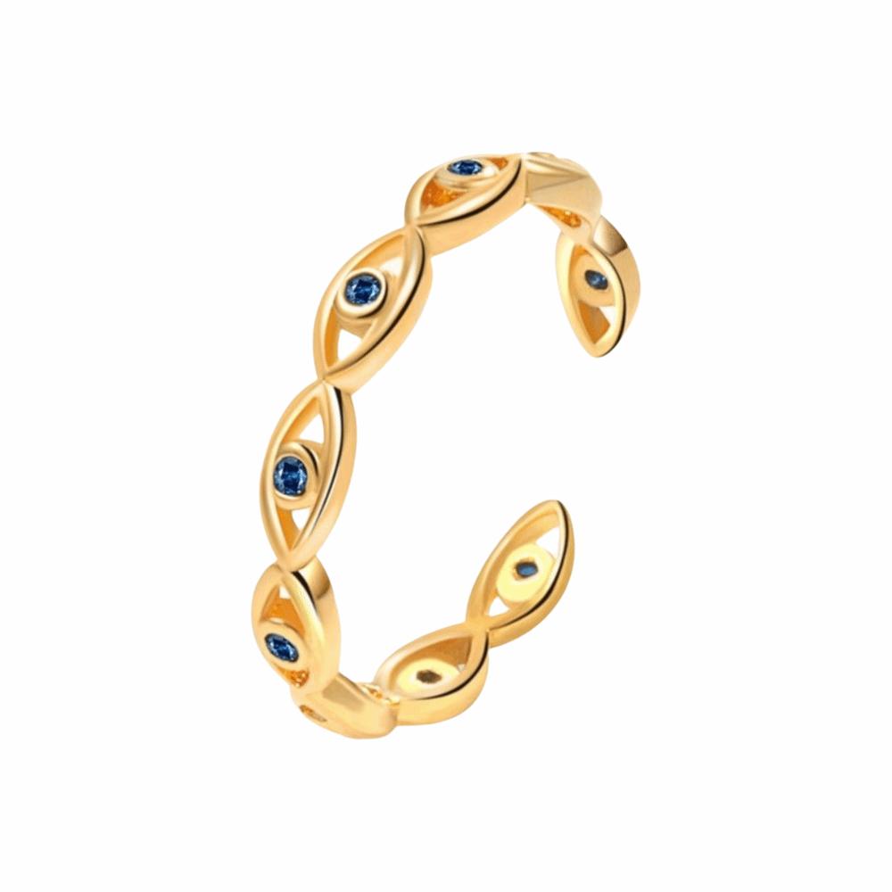 Unique Turkish Ring Adjustable Blue Zircon Ring Lucky Demon Eye Open Ring Gift
