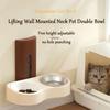 Настенная двойная миска для домашних животных, высокая, из нержавеющей стали, керамическая, для кошек, миска для корма, миска для собак, регулируемая по высоте, тазик для кошачьего корма