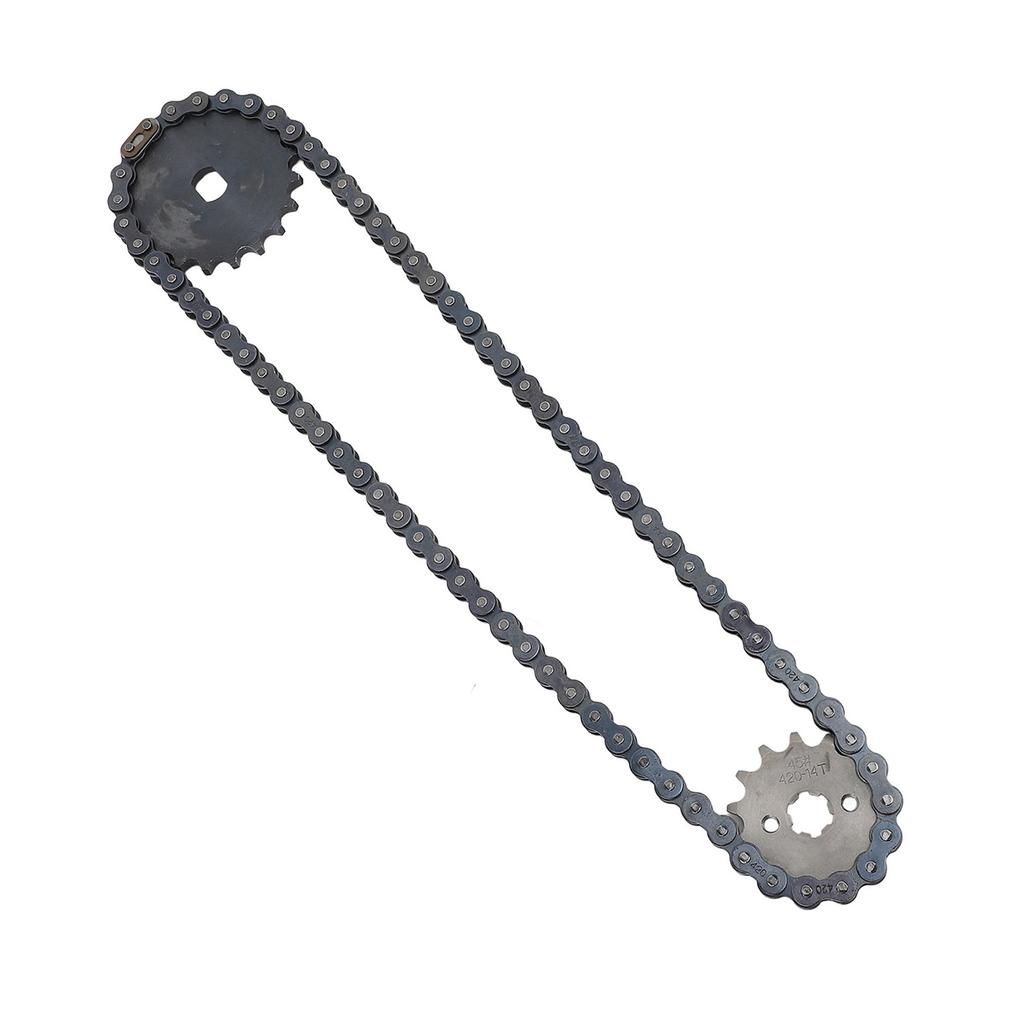 Комплект звездочек приводной цепи мотоцикла 420, задняя ведущая звездочка 14 зуб. и цепь мотоцикла с H-отверстием 20 зуб.