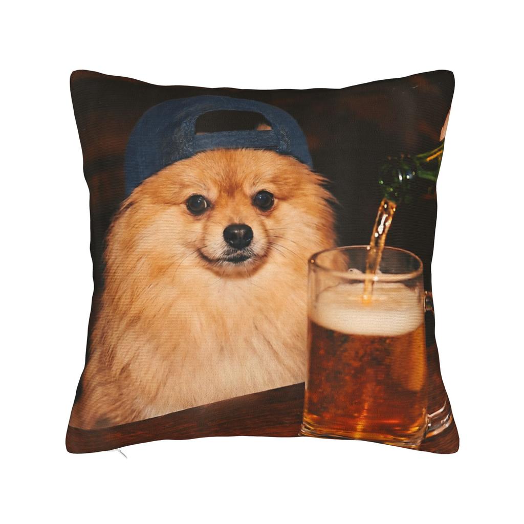 Border Collie Drinking Beer Funny Dog Meme Pillow Covers Printed Cushion Cover Gift Throw Pillow Case Cover Chair Multiple Sizes