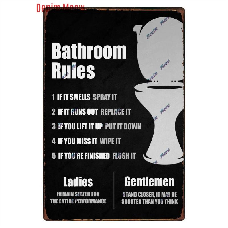 Смешная персонализированная туалетная комната, металлические жестяные таблички, винтажная табличка для туалета, настенное искусство в туалете, декор ванной комнаты, таблички для туалета, WY156