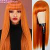 Блондинка Длинный прямой парик с челкой Парики из синтетических волос Челка с париком для женщин Черно-коричневые термостойкие парики 26 дюймов