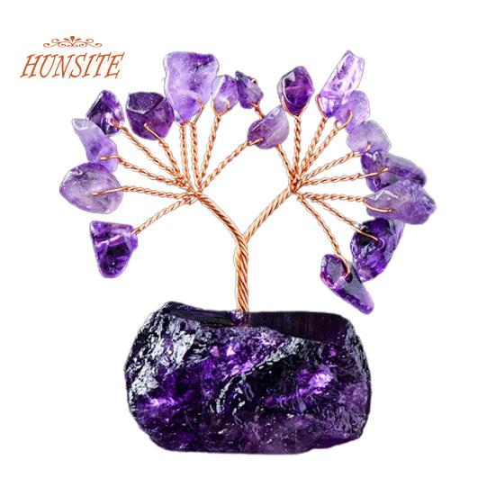 Красочный орнамент из натурального камня с основанием, денежное дерево с положительной целебной энергией