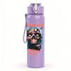 1PC Retro red masked figure band print 750ml colorful plastic sports water bottle leakproof pop up lid with straw for outdoor work home use