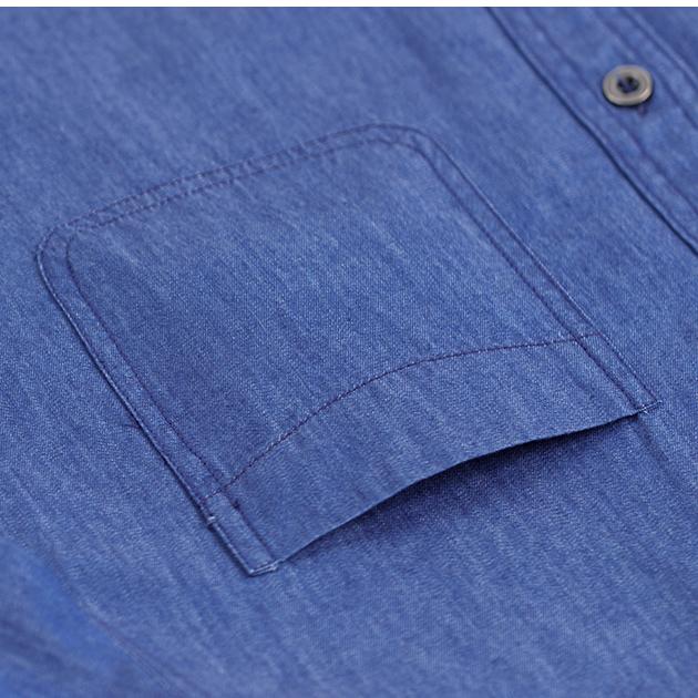 Мужские джинсовые рубашки из 100% хлопка с длинным рукавом, мягкие мужские джинсовые рубашки стандартной посадки, деловая повседневная однотонная однотонная рубашка с карманами